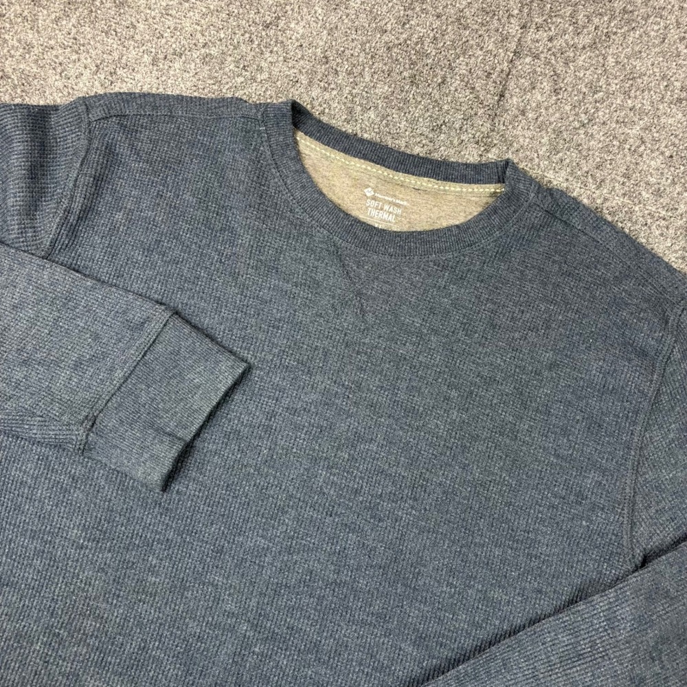 Member's Mark Soft Wash Thermal Shirt Mens XL Blue Heather Waffle Knit Top